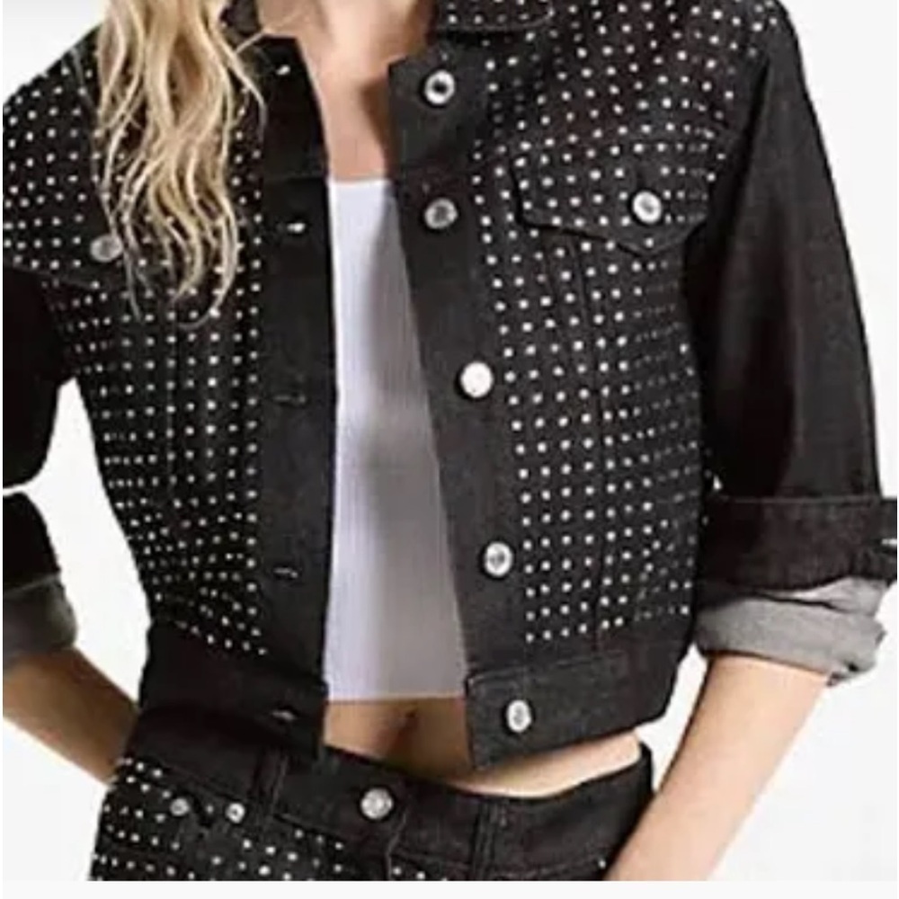 Michael Kors embellished jacket/skirt. NWT. Stretch Silver. Small/6 Bling